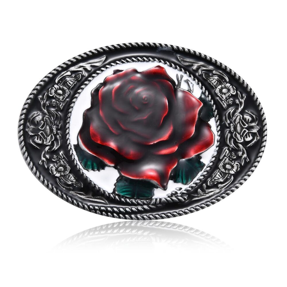 9197 Antique Rose Flower Belt Buckle Western Vintage Floral Belt Buckles